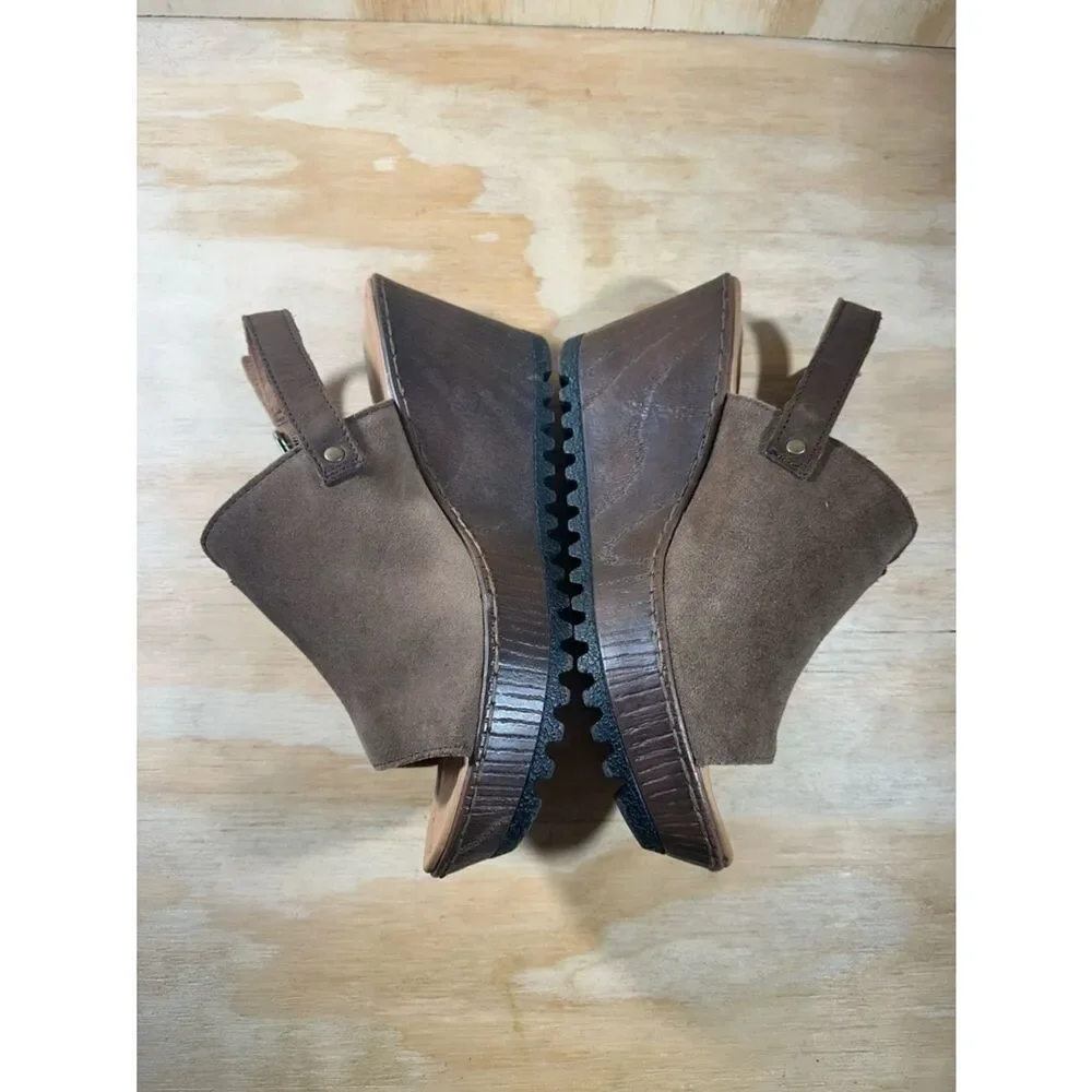 Boc Brown Suede Wedge Slingback Sandals Women’s Size 8